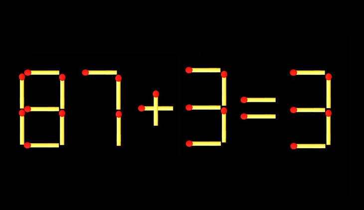 Thử tài IQ: Di chuyển một que diêm để 87+3=3 thành phép tính đúng - Ảnh 1.