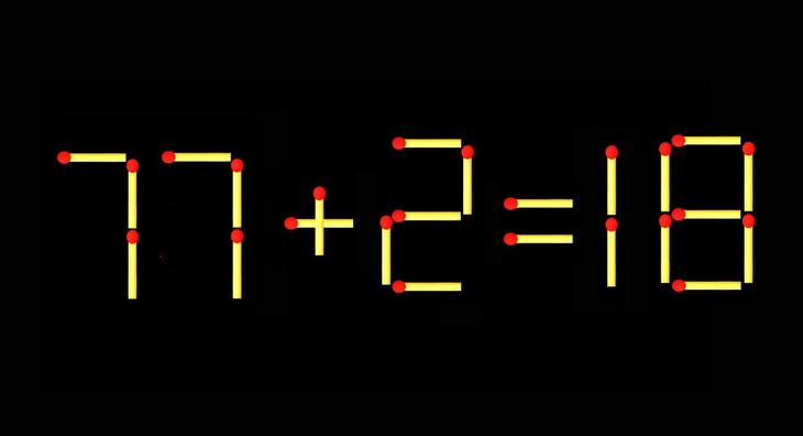 Thử tài IQ: Di chuyển một que diêm để 77+2=18 thành phép tính đúng - Ảnh 1.