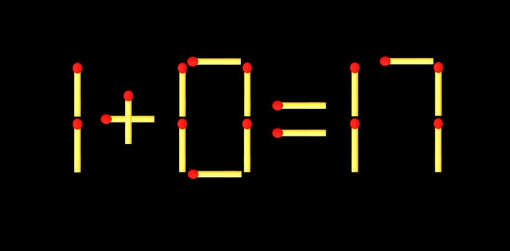 Thử tài IQ: Di chuyển một que diêm để 1+0=17 thành phép tính đúng - Ảnh 1.