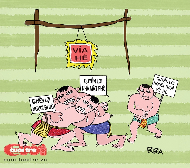 Ba người cùng đòi quyền lợi vỉa hè - Ảnh 1.