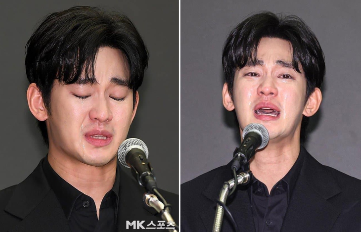 Kim Soo Hyun bật khóc, gương mặt tiều tụy hốc hác nói rõ mối quan hệ với Kim Sae Ron - Ảnh 1.