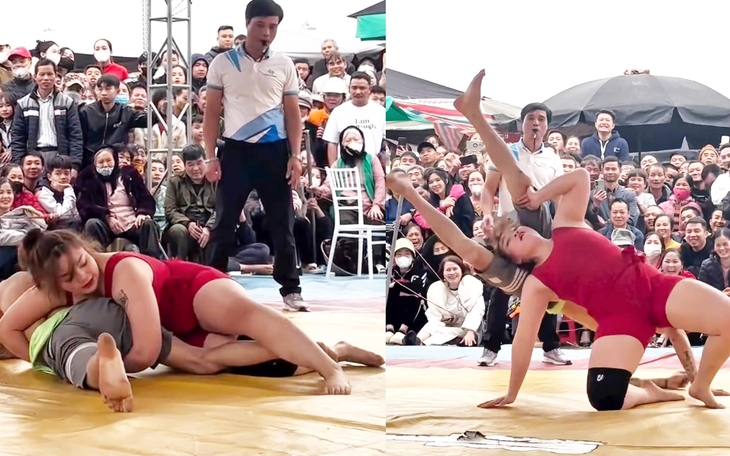 'Hot girl sới vật' Anh Thơ bị trai làng nhấc bổng vẫn thắng khó tin - Ảnh 2.