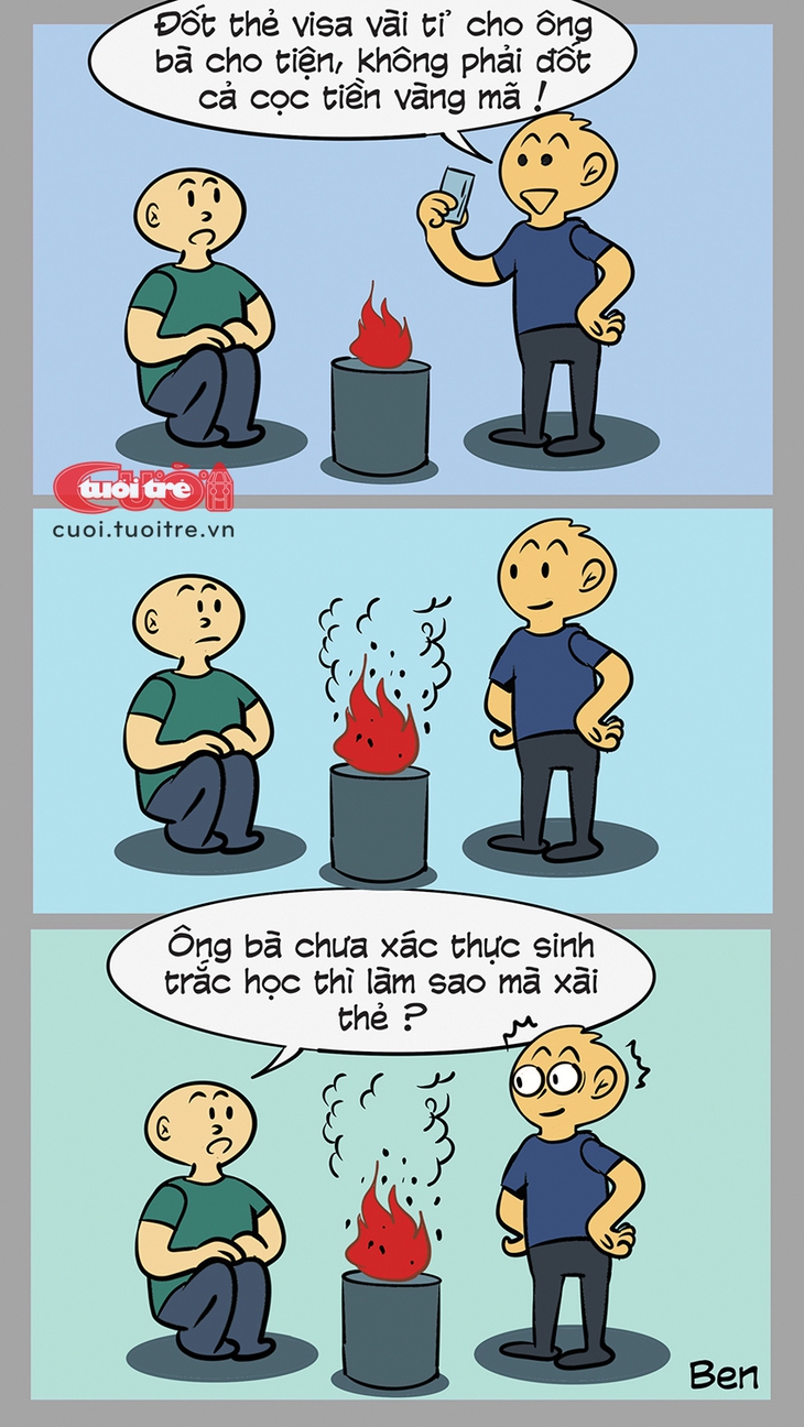 Ông bà thắc mắc việc đốt thẻ visa thay vàng mã - Ảnh 1.