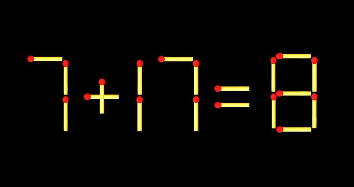 Thử tài IQ: Di chuyển một que diêm để 7+17=8 thành phép tính đúng - Ảnh 1.