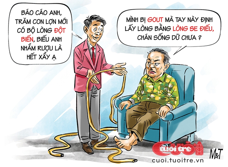 Biếu sếp ít lòng lợn mà có vẻ ổng không vui rồi đó - Ảnh 1.