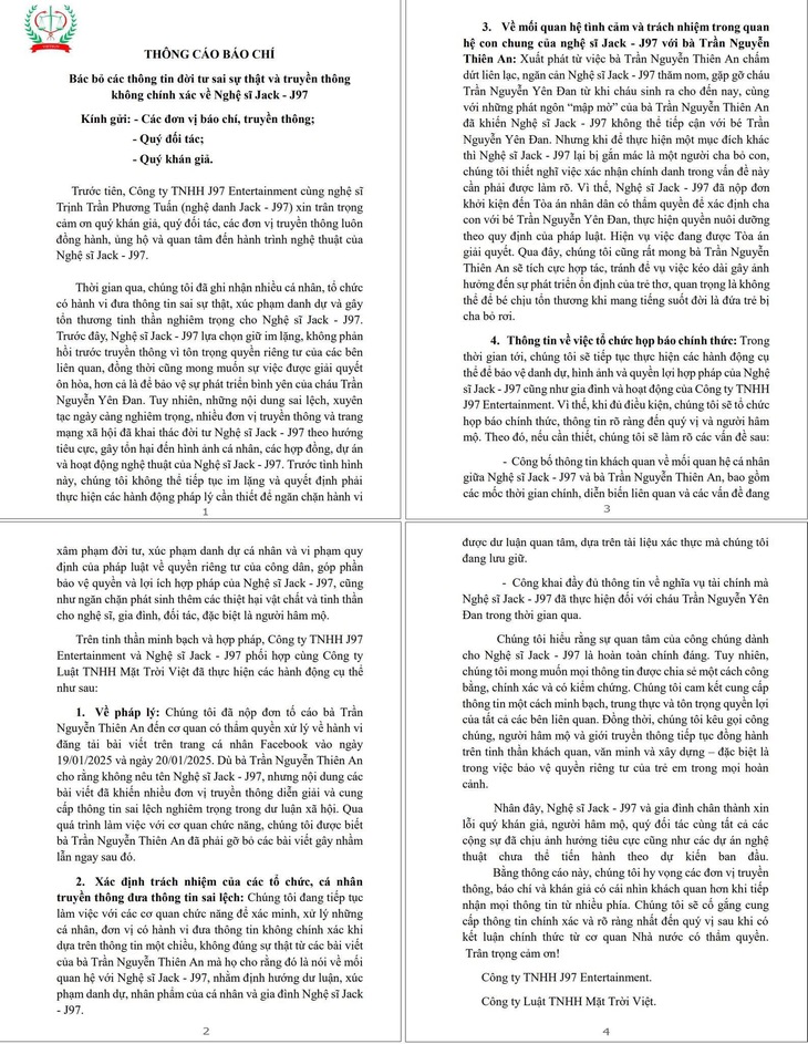 Jack-J97 nộp đơn tố cáo tình cũ Thiên An, nói rõ chuyện con cái - Ảnh 2.