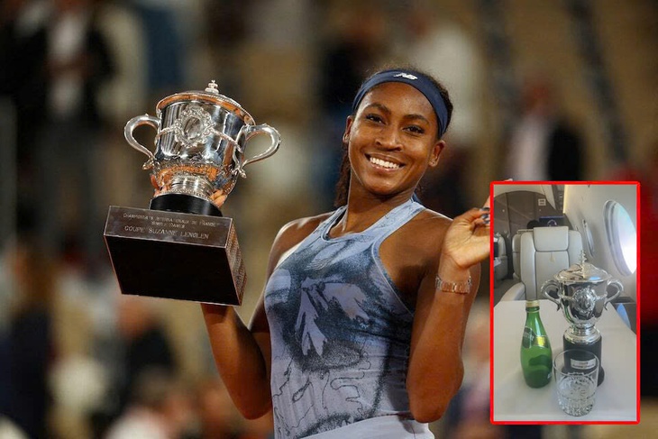 Coco Gauff hài hước khi nhận cúp Roland Garros mini về nhà - Ảnh 1.