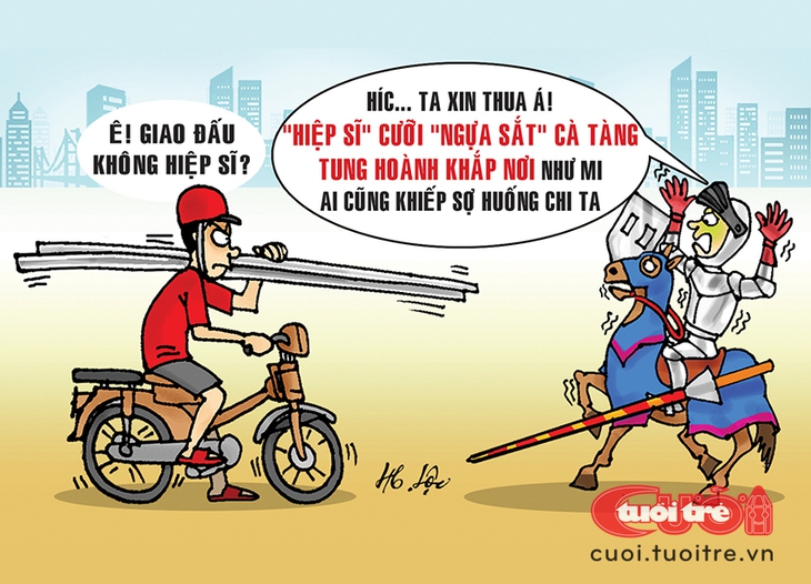 Thần chết... suýt chết vì hiệp sĩ cồng kềnh tung hoành trên đường phố - Ảnh 1.