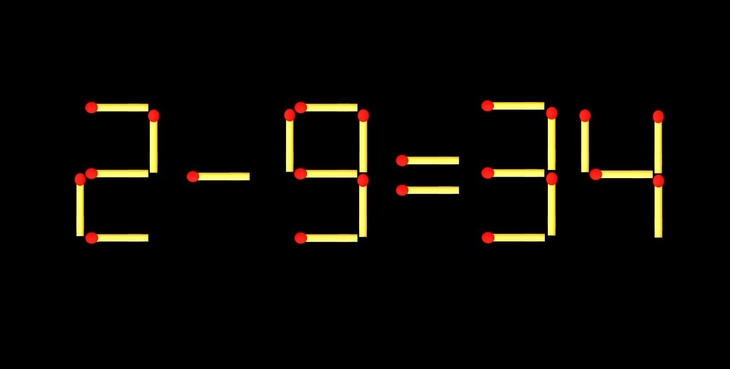 Thử tài IQ: Di chuyển một que diêm để 2-9=34 thành phép tính đúng - Ảnh 1.