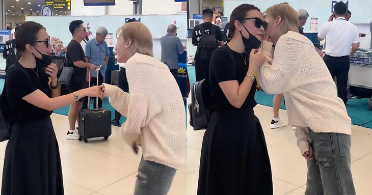 Jack khúm núm chào hỏi khi gặp 'chị đại' Mỹ Tâm ở sân bay - Ảnh 1.