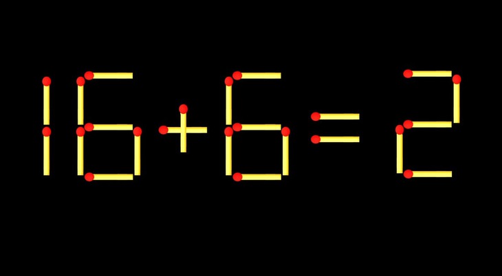 Thử tài IQ: Di chuyển một que diêm để 16+6=2 thành phép tính đúng - Ảnh 1.