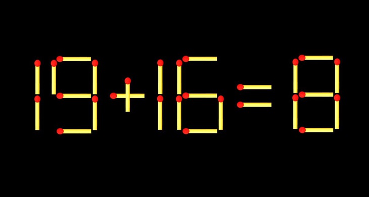 Thử tài IQ: Di chuyển một que diêm để 19+16=8 thành phép tính đúng - Ảnh 1.