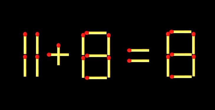 Thử tài IQ: Di chuyển một que diêm để 11+8=8 thành phép tính đúng - Ảnh 1.