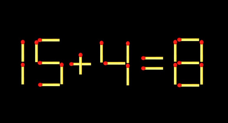 Thử tài IQ: Di chuyển một que diêm để 15+4=8 thành phép tính đúng - Ảnh 1.