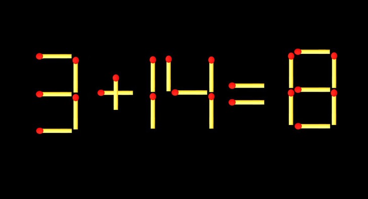 Thử tài IQ: Di chuyển một que diêm để 3+14=8 thành phép tính đúng - Ảnh 1.