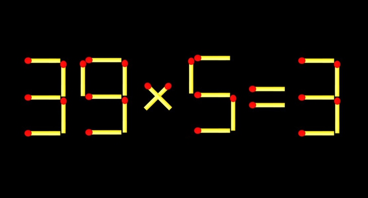 Thử tài IQ: Di chuyển một que diêm để 39x5=3 thành phép tính đúng - Ảnh 1.