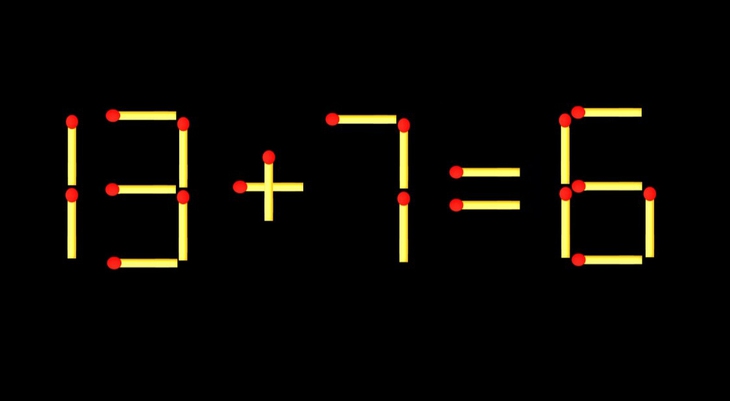 Thử tài IQ: Di chuyển một que diêm để 13+7=6 thành phép tính đúng - Ảnh 1.
