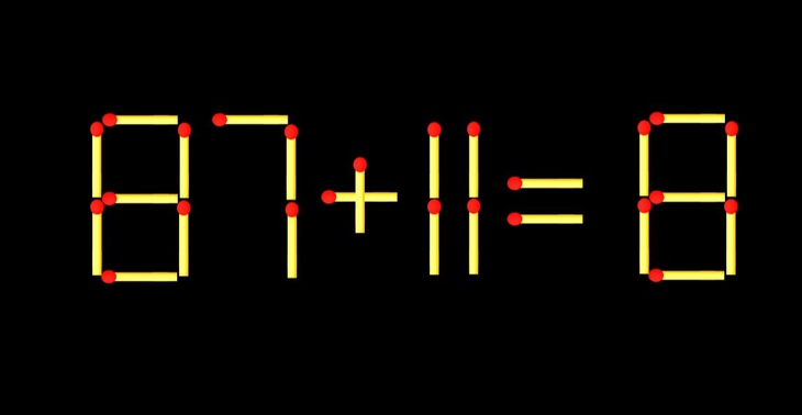 Thử tài IQ: Di chuyển một que diêm để 87+11=8 thành phép tính đúng - Ảnh 1.
