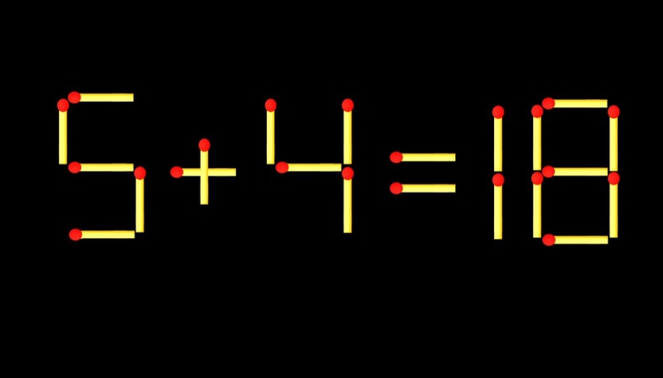Thử tài IQ: Di chuyển một que diêm để 5+4=18 thành phép tính đúng - Ảnh 1.