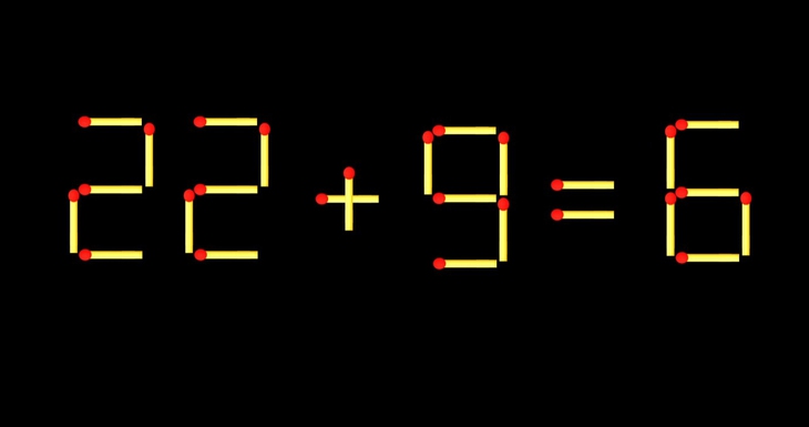 Thử tài IQ: Di chuyển một que diêm để 22+9=6 thành phép tính đúng - Ảnh 1.
