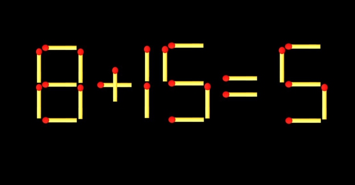 Thử tài IQ: Di chuyển một que diêm để 8+15=5 thành phép tính đúng - Ảnh 1.