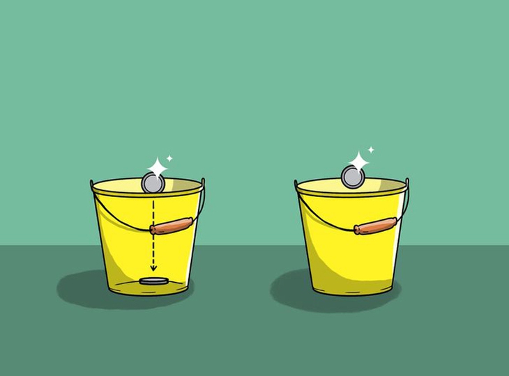 Thử thách IQ: Đồng xu trong thùng nào chạm đáy trước? - Ảnh 3.