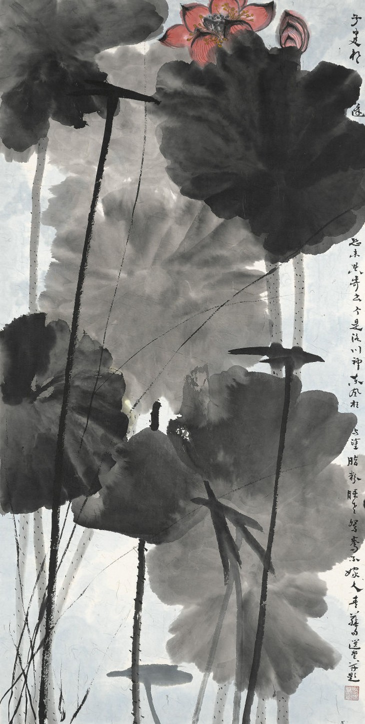 Bức Hoa sen đỏ của Nhiêu Tông Di. Ảnh: wordpress.com