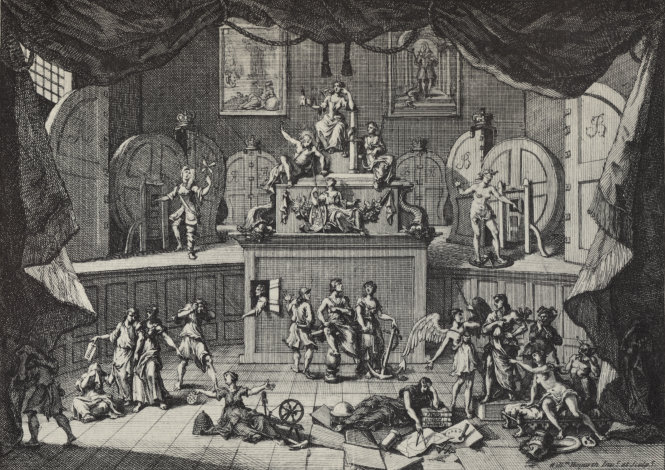 Tranh The Lottery (Xổ số) của họa sĩ William Hogarth (Anh) vẽ năm 1721, chế giễu việc huy động vốn bằng xổ số của nhà nước. -Nguồn: Wikimedia Commons