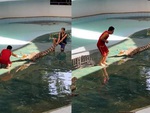 Chàng trai hú hồn khi thò tay vào miệng cá sấu