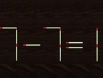 Di chuyển 2 que diêm để phép tính 7-7=1 thành đúng