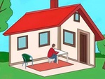 Bạn nhìn thấy người đàn ông ở trong hay ngoài ngôi nhà?