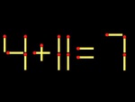 Thử tài IQ: Di chuyển một que diêm để 4+11=7 thành phép tính đúng