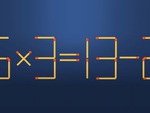 Di chuyển một que diêm để 5x3=13-2 thành phép tính đúng