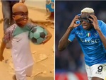 Victor Osimhen 'chi sộp' cho cổ động viên nhí tạo hình giống mình