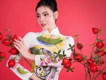 Á hậu Lê Kim Khỏe diện áo dài Tết của NTK Tommy Nguyễn