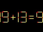 Thử tài IQ: Di chuyển một que diêm để 19+13=9 thành phép tính đúng