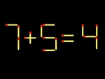 Thử tài IQ: Di chuyển một que diêm để 7+5=4 thành phép tính đúng