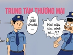 Bảo vệ trung tâm thương mại hú hồn với hai thanh niên đi tránh nóng