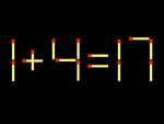 Thử tài IQ: Di chuyển một que diêm để 1+4=17 thành phép tính đúng