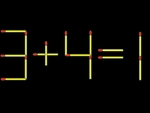Thử tài IQ: Di chuyển một que diêm để 3+4=1 thành phép tính đúng