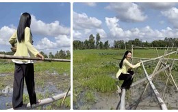 Chi Pu tim đập chân run, mặt tươi không nổi khi đi cầu khỉ