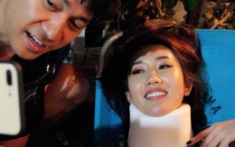 Thúy Ngân ngất vì chấn thương cổ khi quay phim hành động