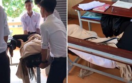 Nữ sinh ngủ gục trong lớp bị lũ bạn chơi khăm, khiêng cả người lẫn bàn ra khỏi lớp