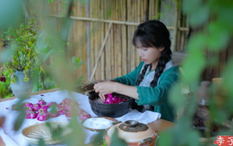 'Tiên nữ đồng quê' Lý Tử Thất mở đại tiệc bằng hoa hồng hút hồn người hâm mộ