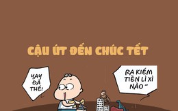 Chiều mùng 1, cậu út đến chúc Tết