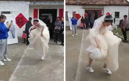 Cô dâu nhảy nhót sung sướng vì thoát ế sau 34 năm