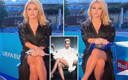 Người đẹp Ý khổ sở vì khoảnh khắc nhạy cảm khi dẫn Euro