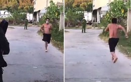 Thanh niên thở hổn hển vì bị công an phạt chạy nhiều vòng