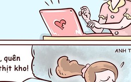 Cô giáo online với background ẩm thực