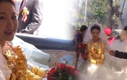 Cô dâu muốn nội thương khi đeo 60 vòng vàng trĩu cổ